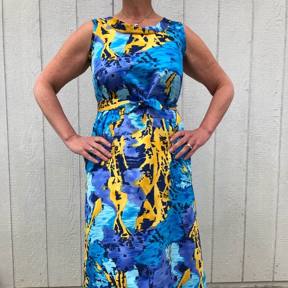 Figurettes Vintage Retro Maxi Dress / Loungewear Abstract boho hippy 70’s - Picture 1 of 9